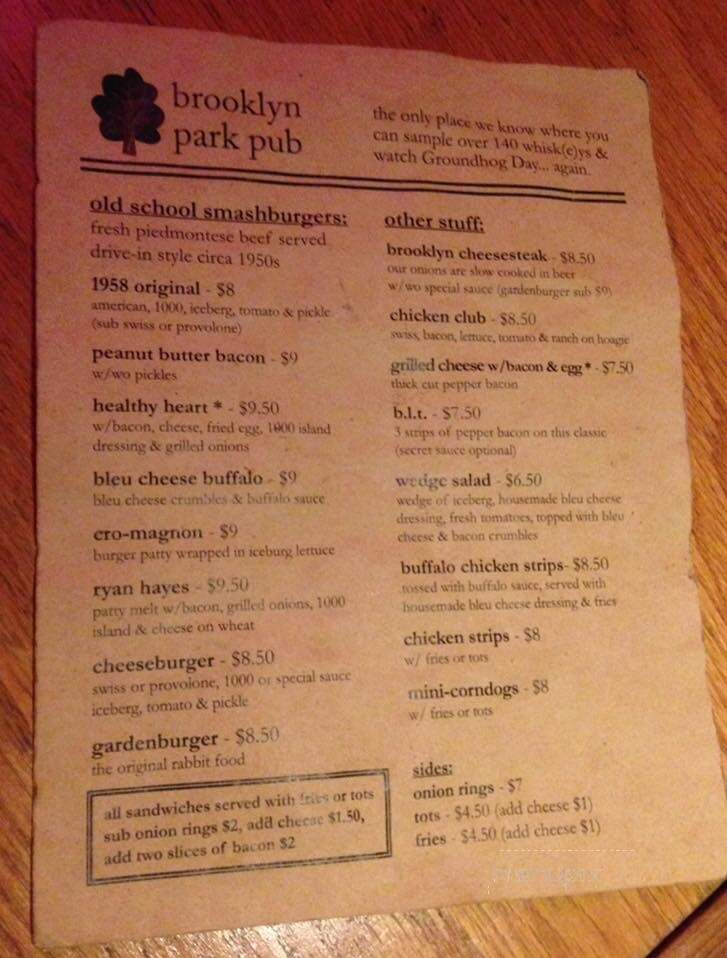 Brooklyn Park Pub - Portland, OR menu_pic