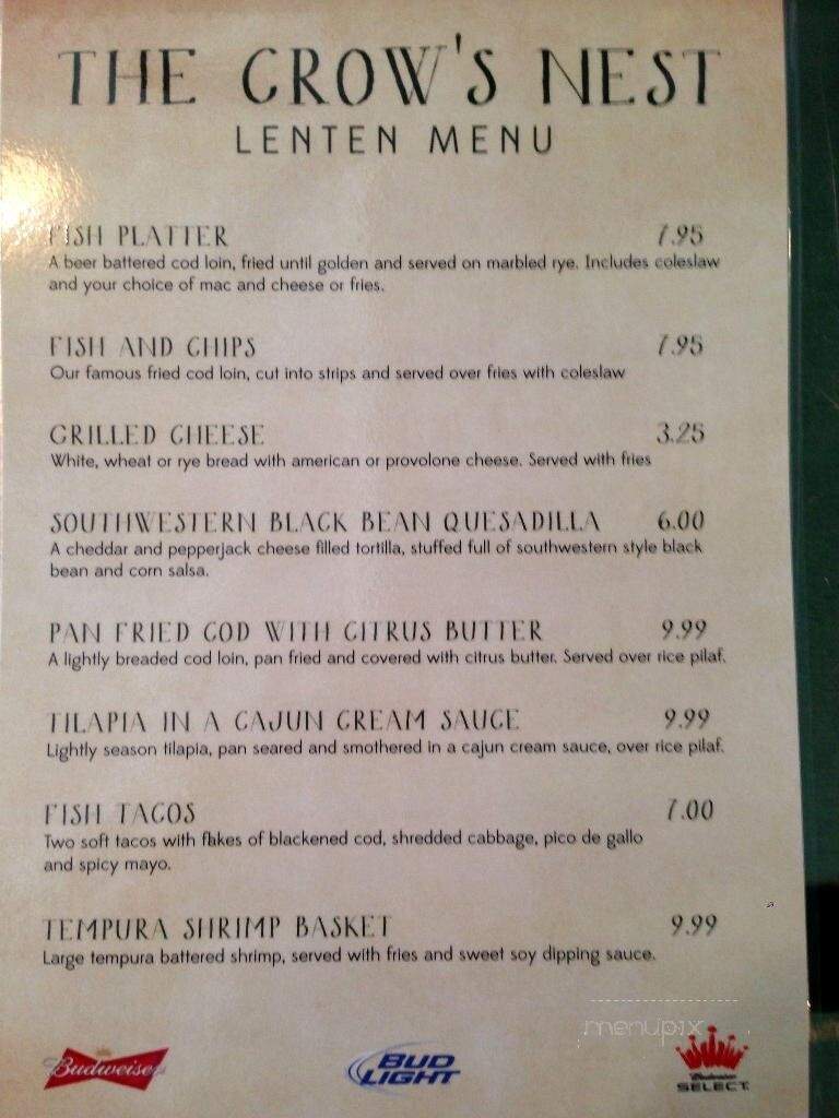 Crow's Nest Irish Pub - Cincinnati, OH menu_pic