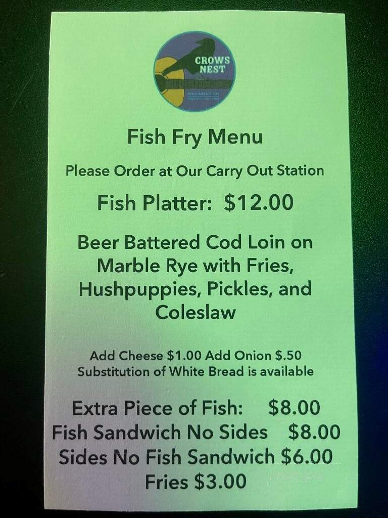 Crow's Nest Irish Pub - Cincinnati, OH menu_pic