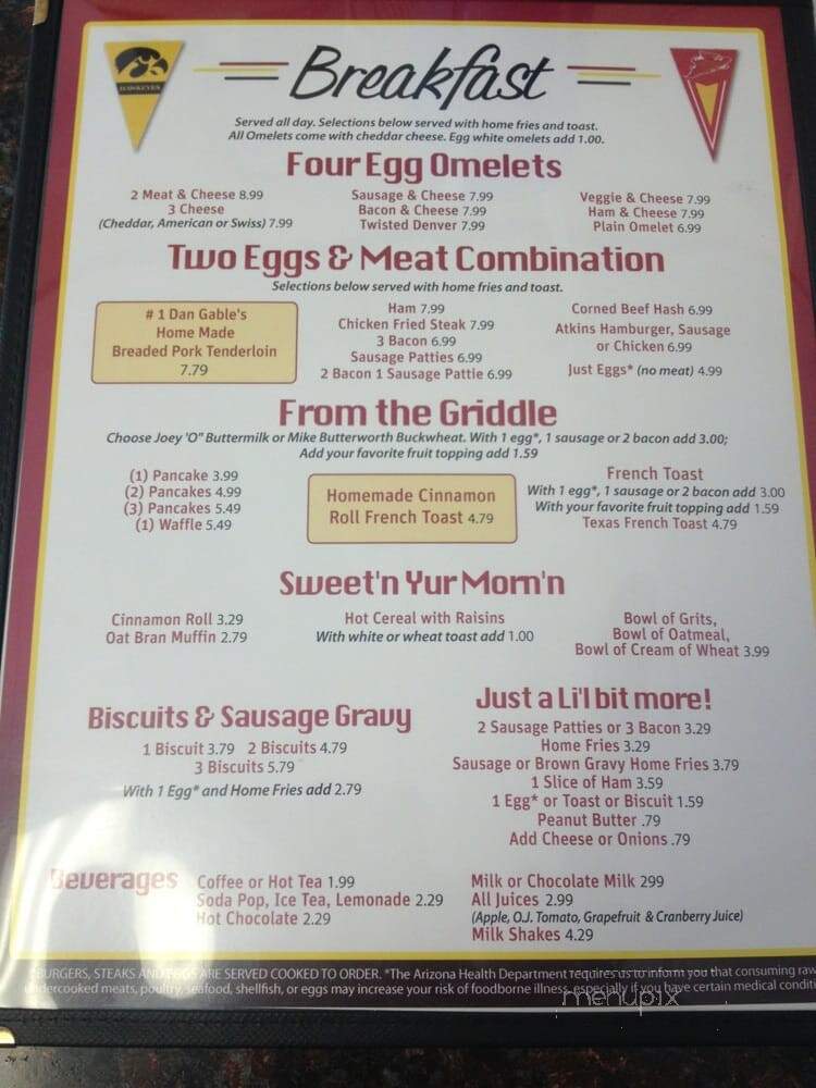 Iowa Cafe - Mesa, AZ menu_pic