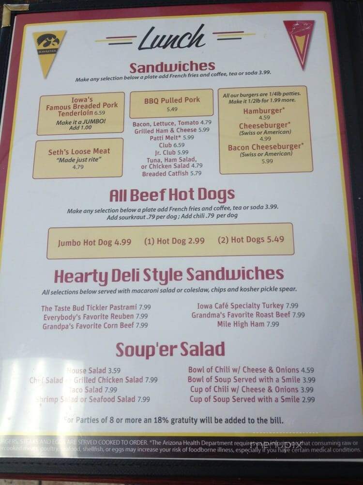 Iowa Cafe - Mesa, AZ menu_pic