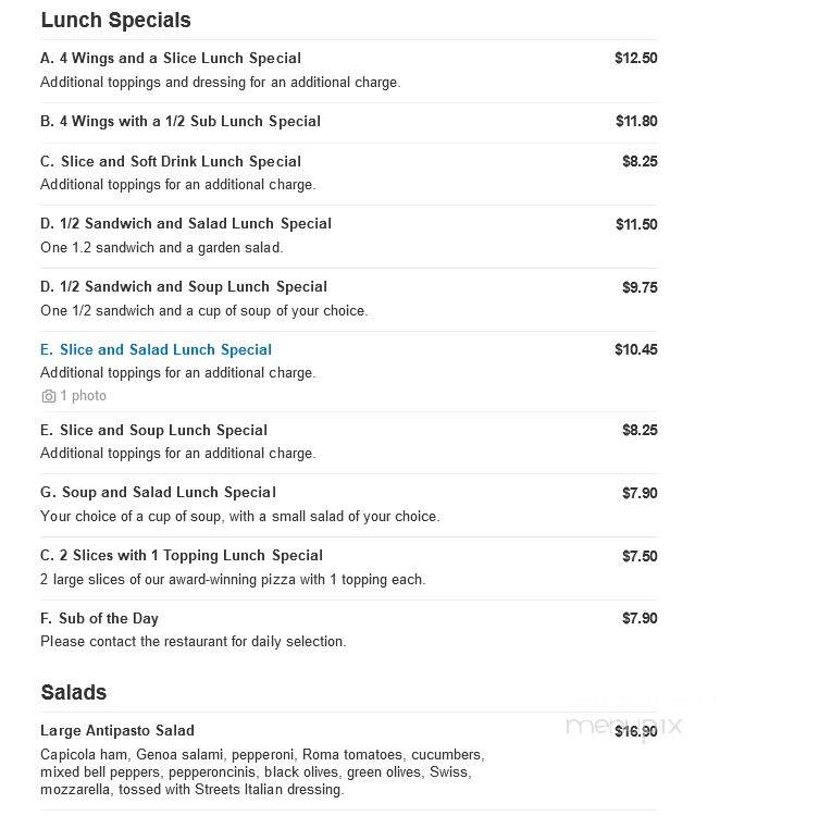 Streets Of New York - Fountain Hills, AZ menu_pic