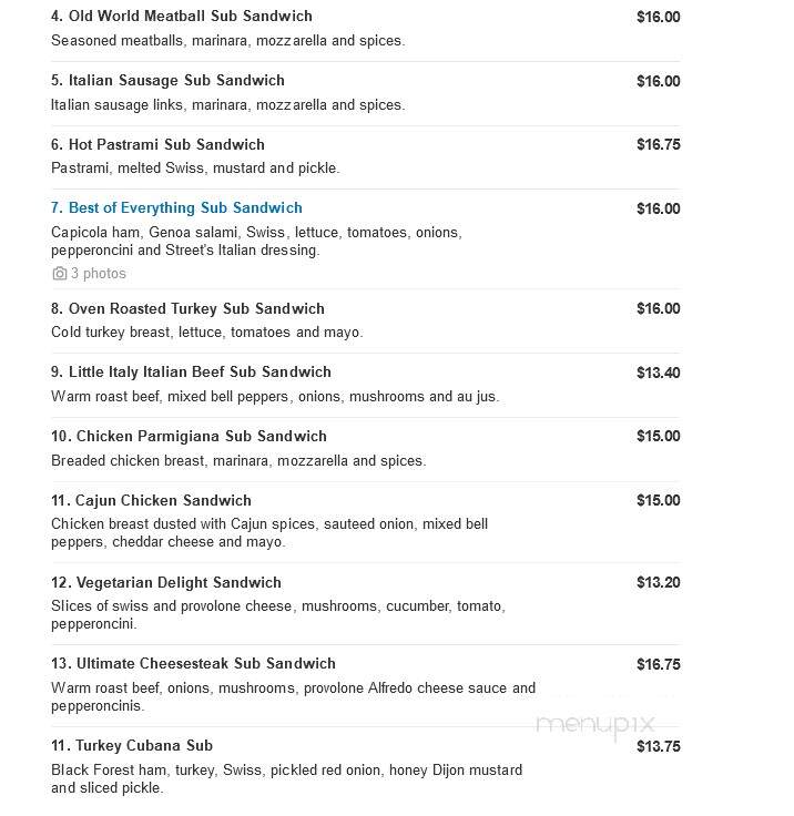 Streets Of New York - Fountain Hills, AZ menu_pic