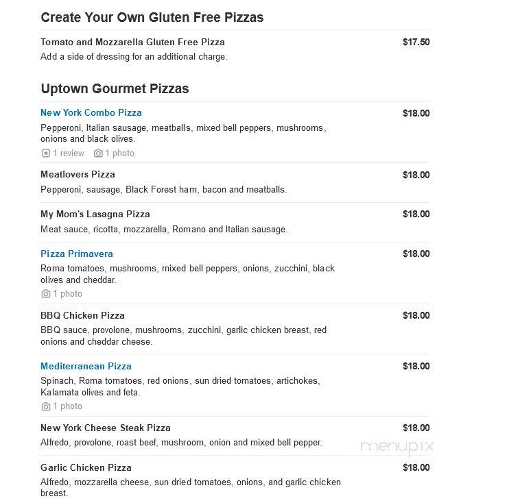 Streets Of New York - Fountain Hills, AZ menu_pic