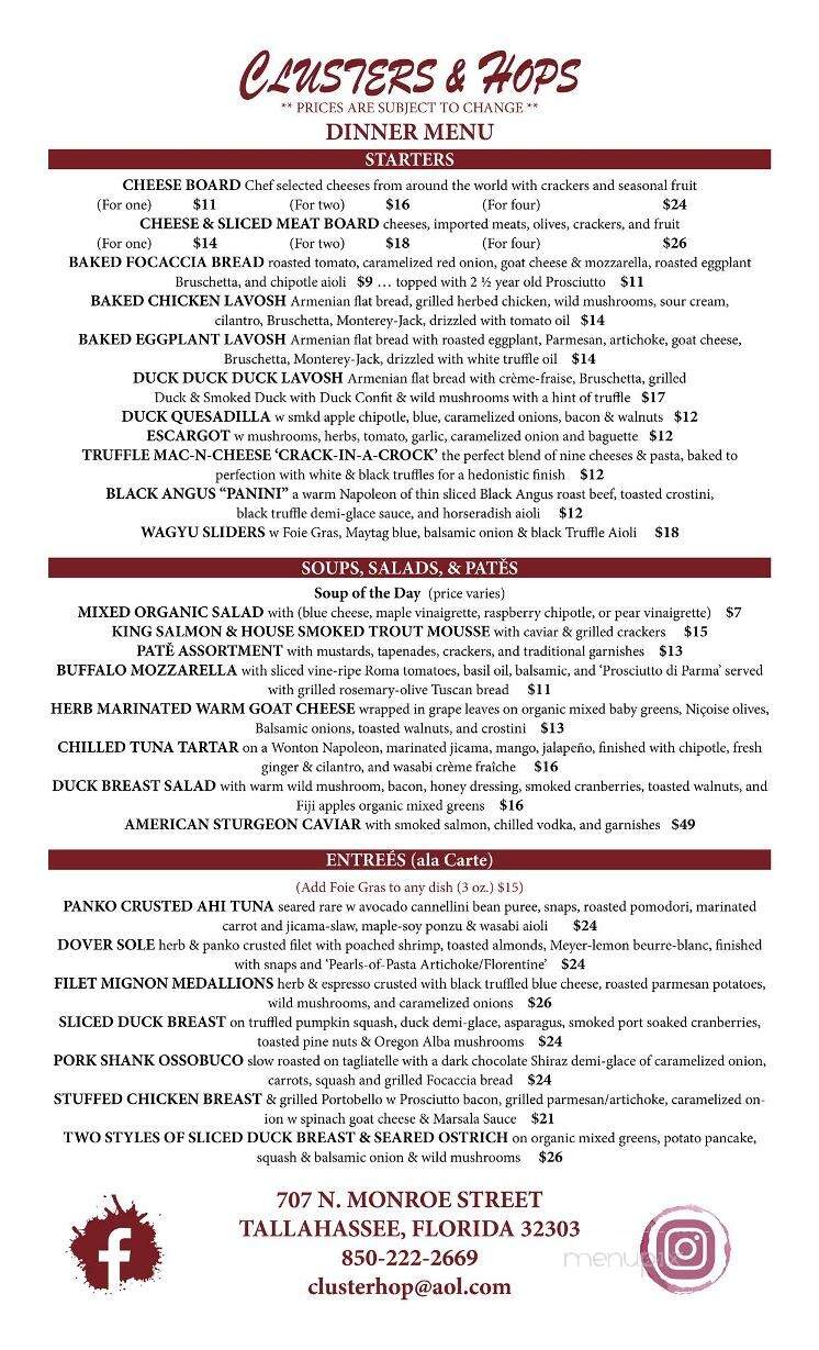 Clusters & Hops Cheese Wine - Tallahassee, FL menu_pic