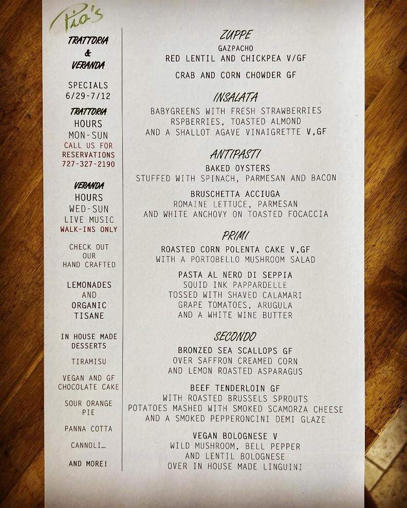 Pia's - Gulfport, FL menu_pic