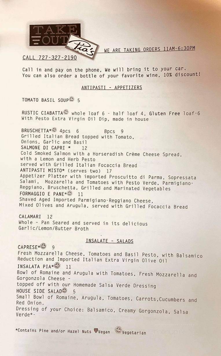Pia's - Gulfport, FL menu_pic