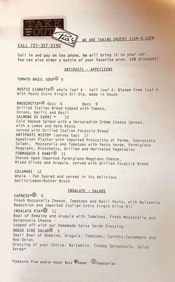 Pia's - Gulfport, FL menu_pic