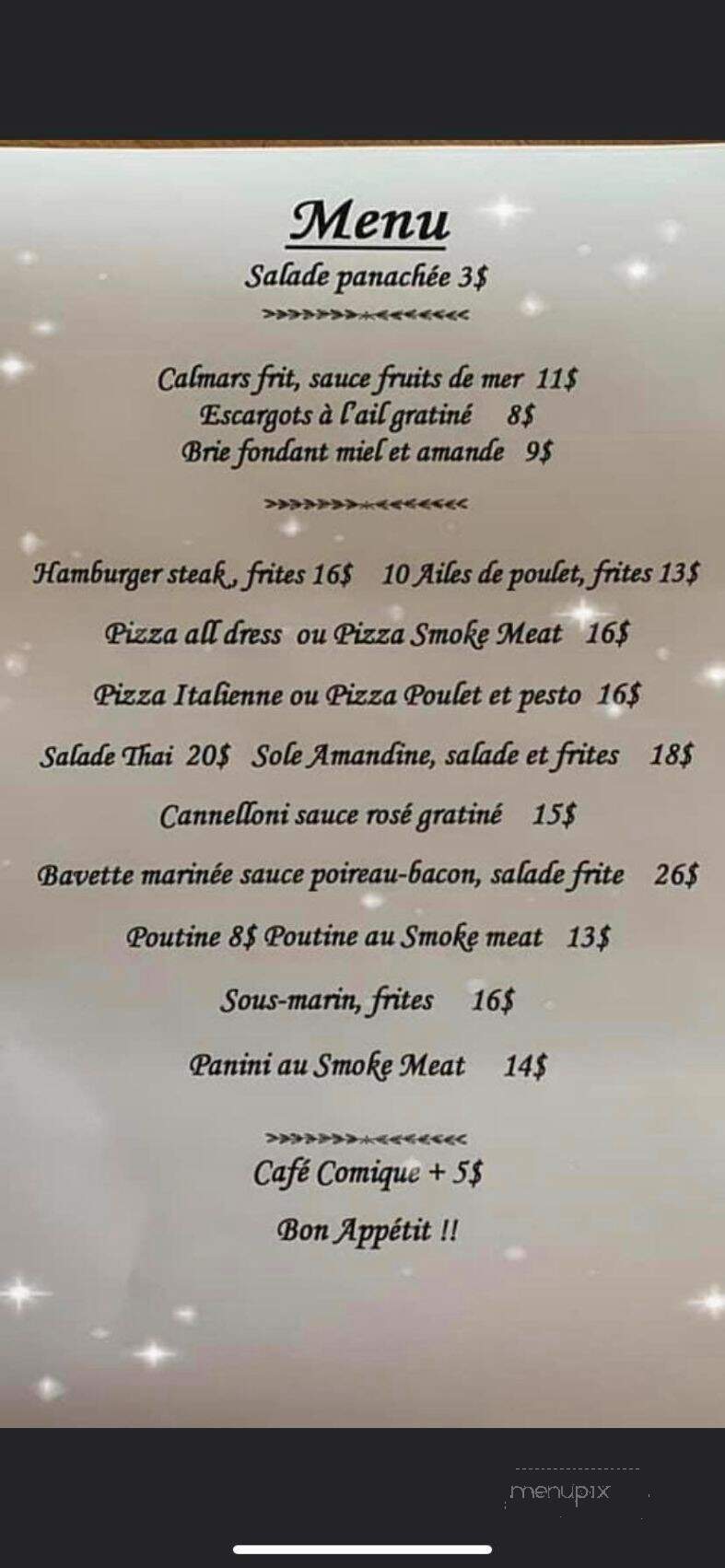 Resto-Bar Le Valet - Repentigny, QC menu_pic