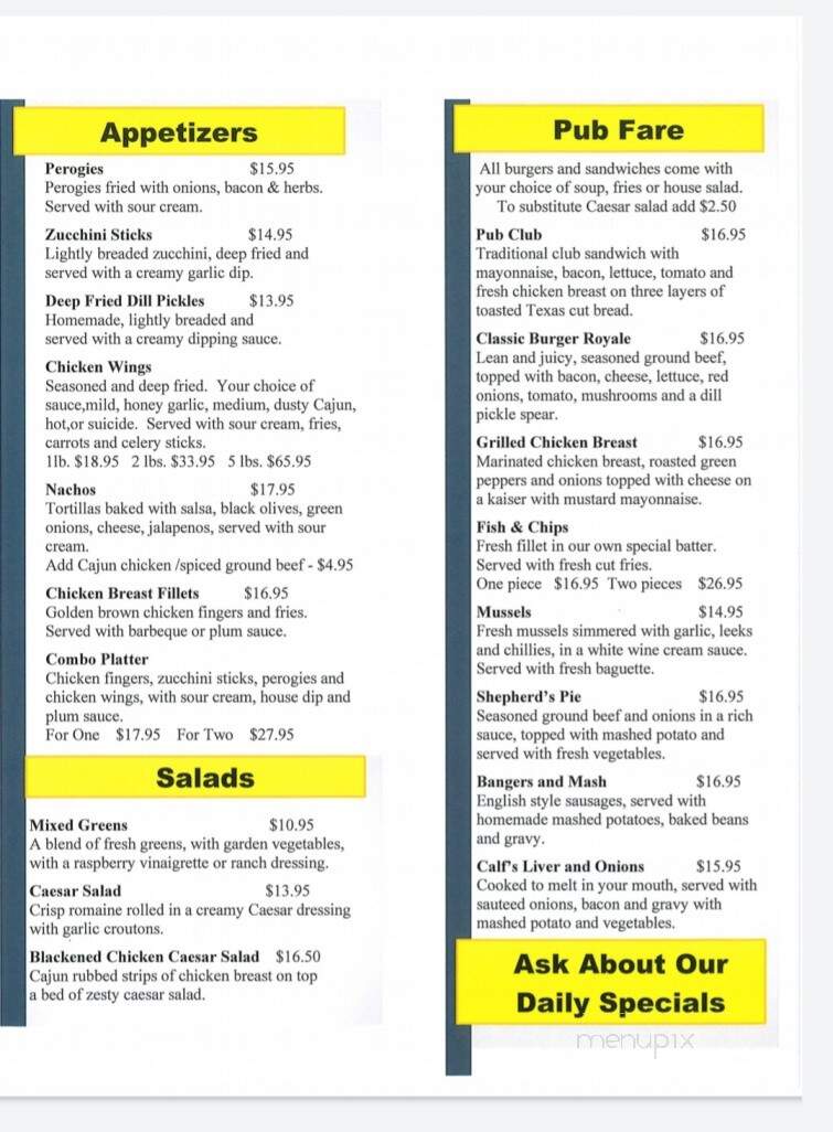 Blackburn Arms Pub Restaurant - Ottawa, ON menu_pic