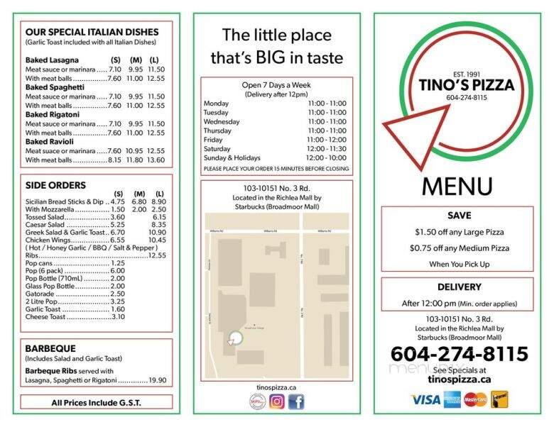 Tino's Pizza - Richmond, BC