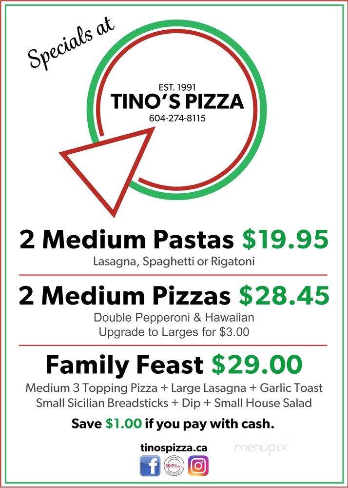 Tino's Pizza - Richmond, BC menu_pic
