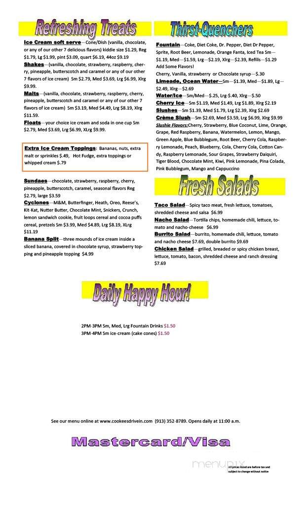 Cookees Drive-In - Pleasanton, KS menu_pic