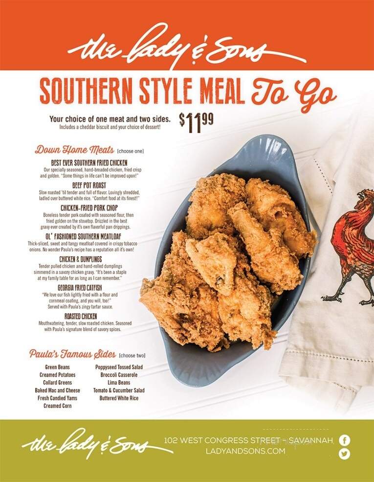 Lady & Sons - Savannah, GA menu_pic
