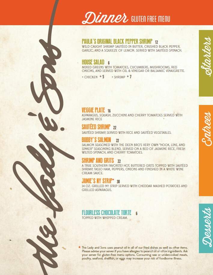 Lady & Sons - Savannah, GA menu_pic
