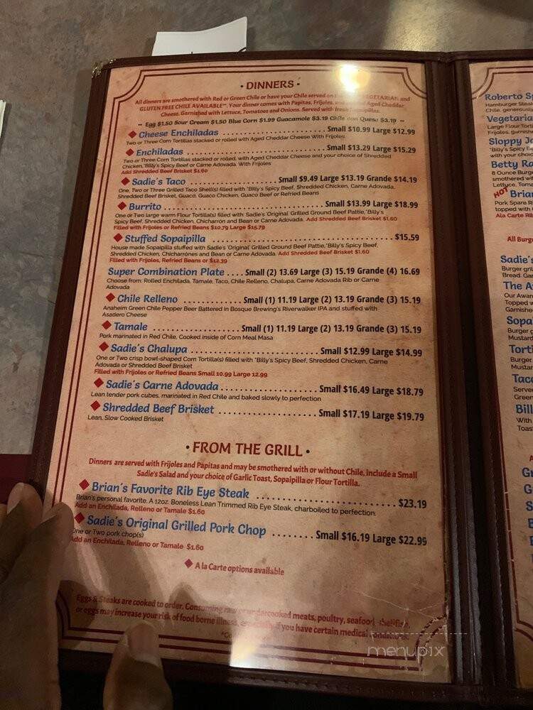 Sadie's Dining Room - Albuquerque, NM menu_pic