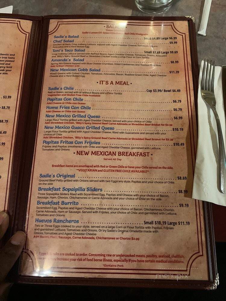 Sadie's Dining Room - Albuquerque, NM menu_pic