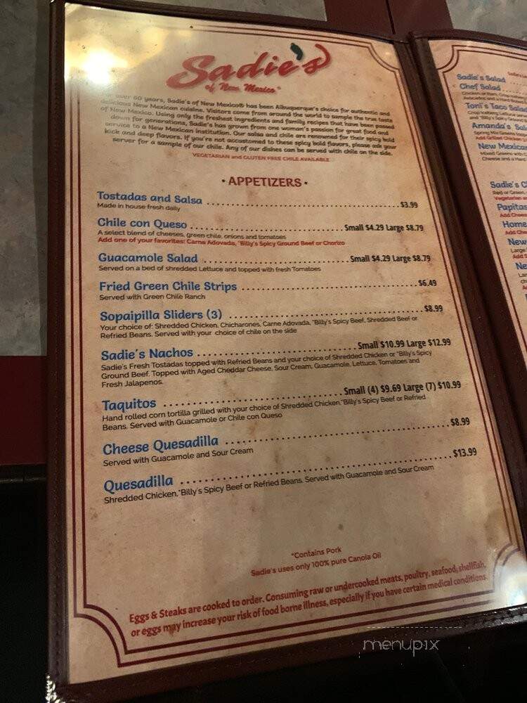 Sadie's Dining Room - Albuquerque, NM menu_pic