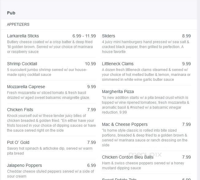 McGeary's Restaurant - Albany, NY menu_pic