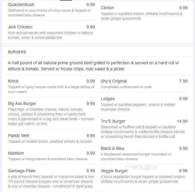 McGeary's Restaurant - Albany, NY menu_pic