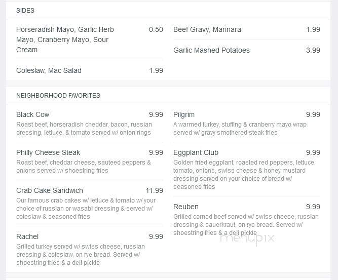 McGeary's Restaurant - Albany, NY menu_pic