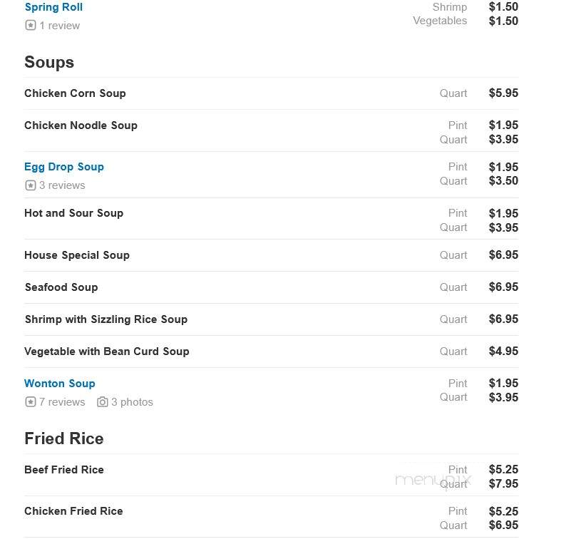 China Garden Inn Restaurant IV - Willow Grove, PA menu_pic