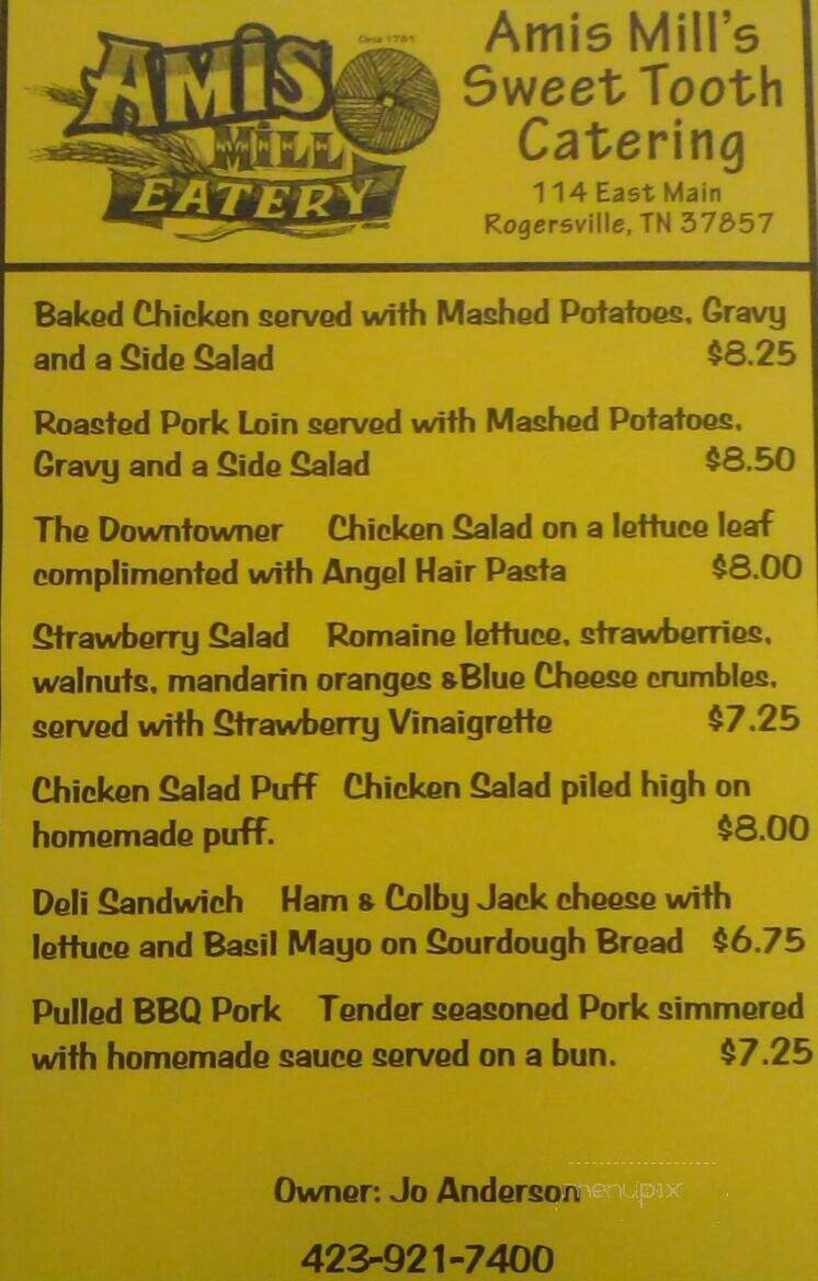 Sweet Tooth Cafe - Rogersville, TN menu_pic