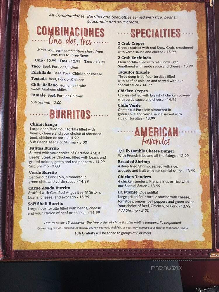 Joe Vera's Mexican Restaurant - Provo, UT menu_pic
