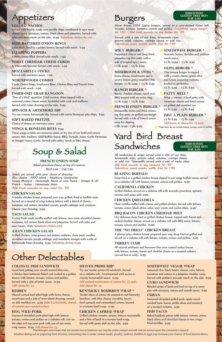 Cross Country Bar & Grill - Rhinelander, WI menu_pic