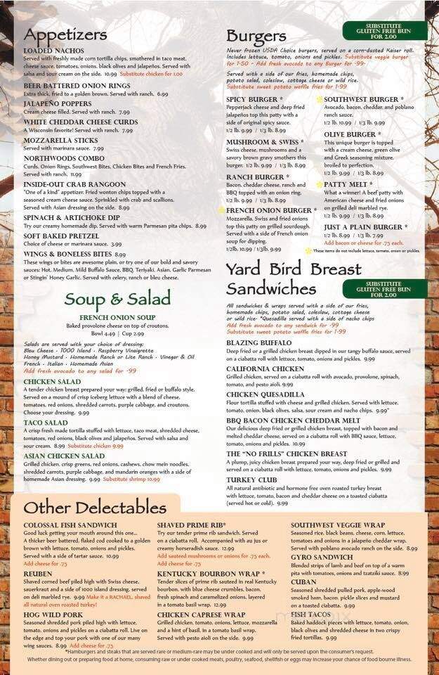 Cross Country Bar & Grill - Rhinelander, WI menu_pic