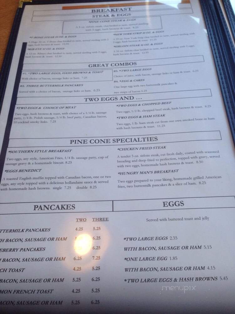 Pine Cone Restaurant - Johnson Creek, WI menu_pic