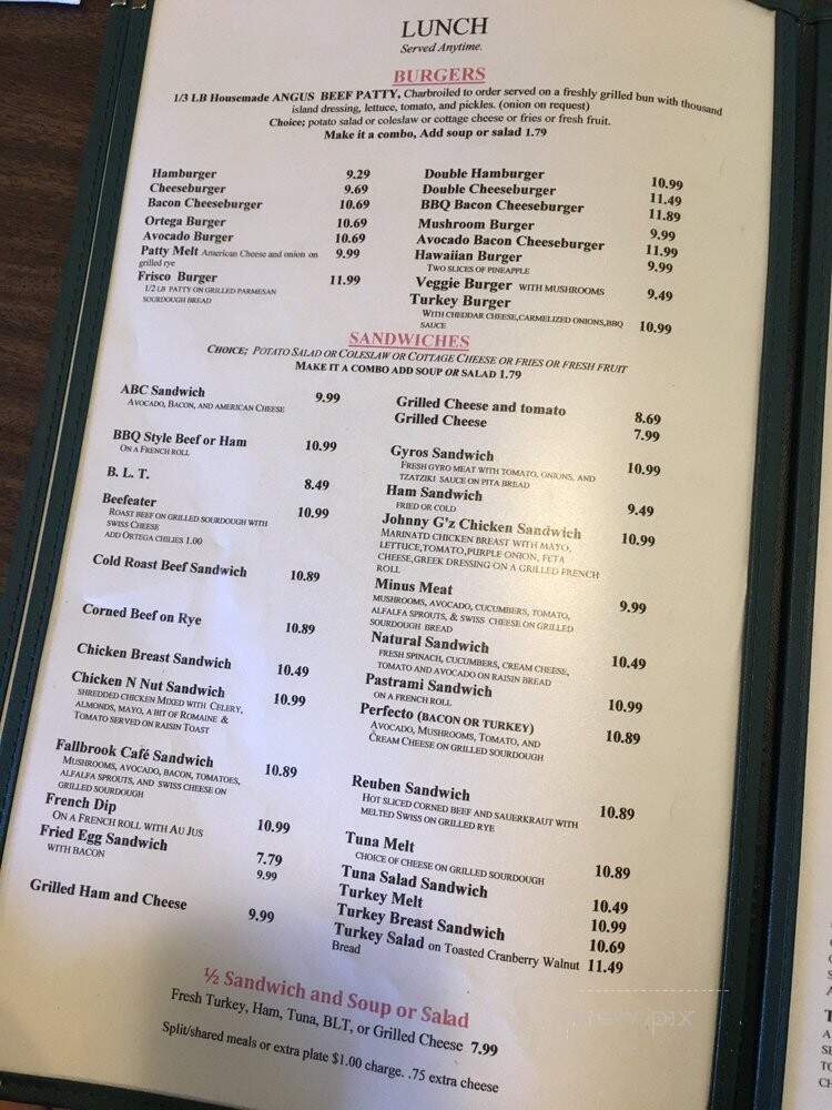 Fallbrook Cafe - Fallbrook, CA menu_pic