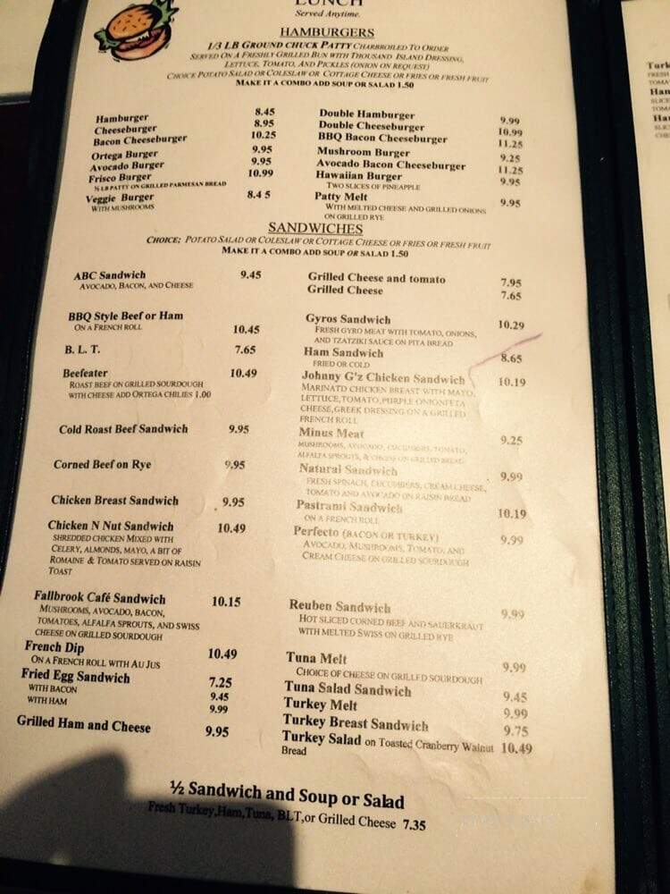 Fallbrook Cafe - Fallbrook, CA menu_pic