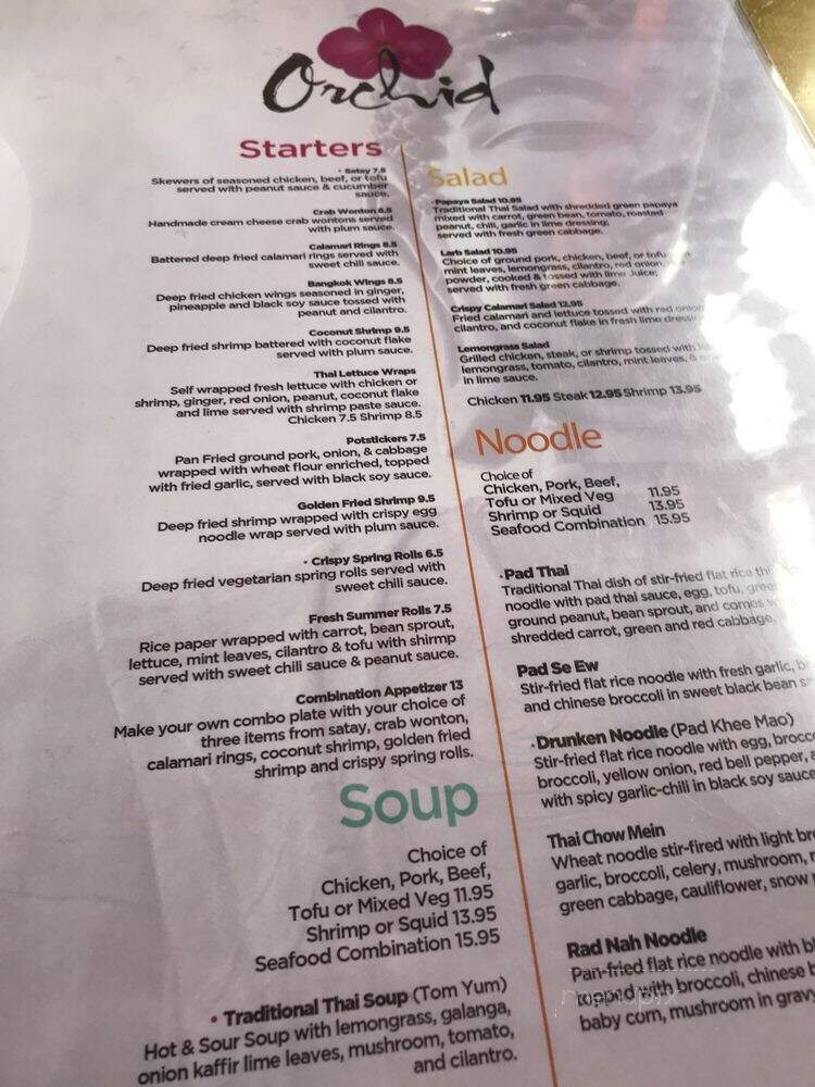 Orchid Thai Cuisine - Lincoln, CA menu_pic