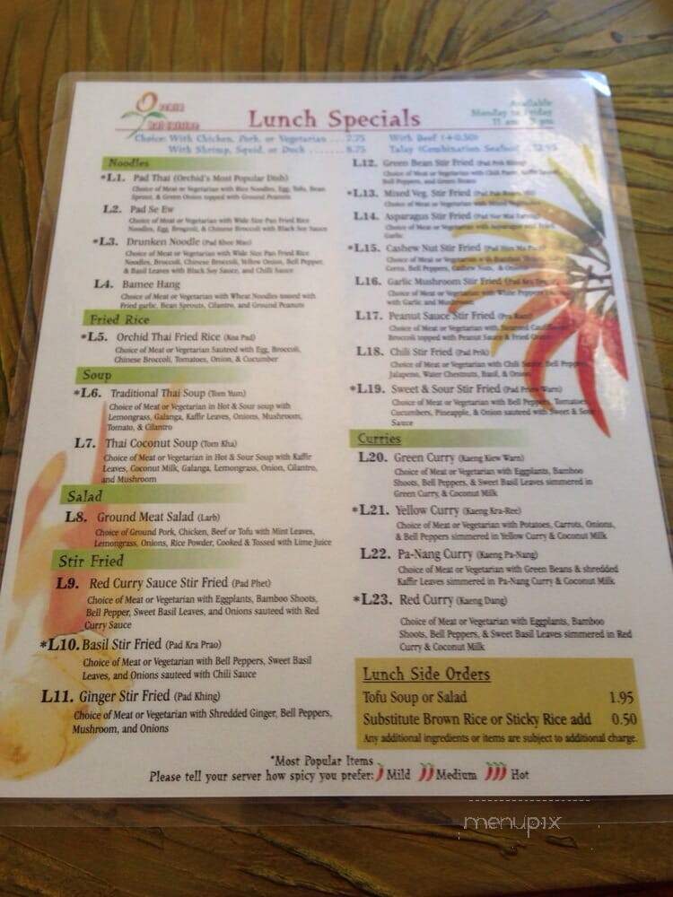 Orchid Thai Cuisine - Lincoln, CA menu_pic