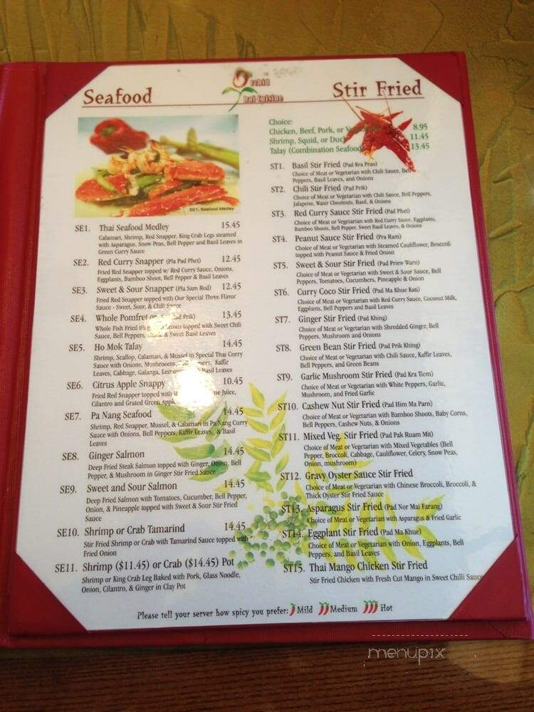 Orchid Thai Cuisine - Lincoln, CA menu_pic
