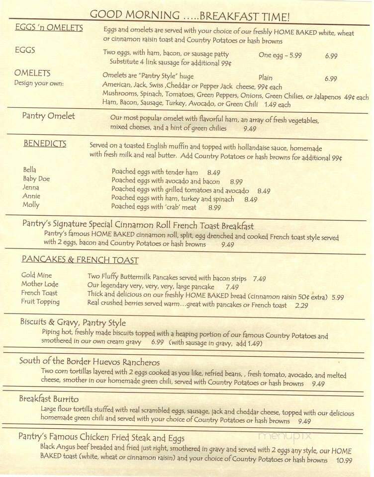 Pantry Restaurant - Green Mountain Falls, CO menu_pic