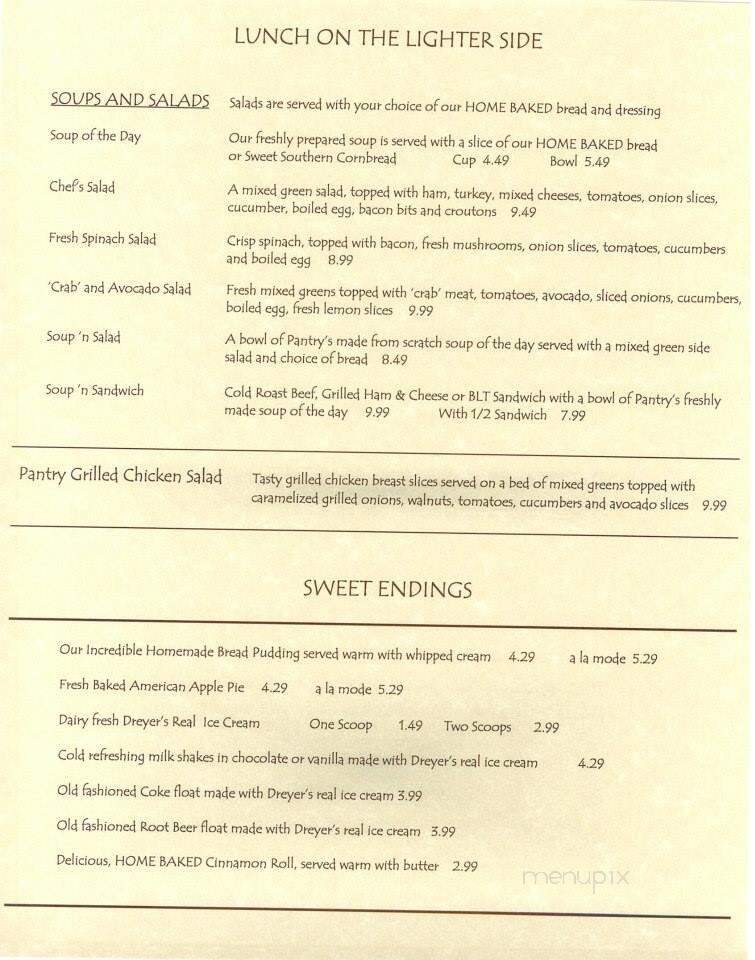 Pantry Restaurant - Green Mountain Falls, CO menu_pic