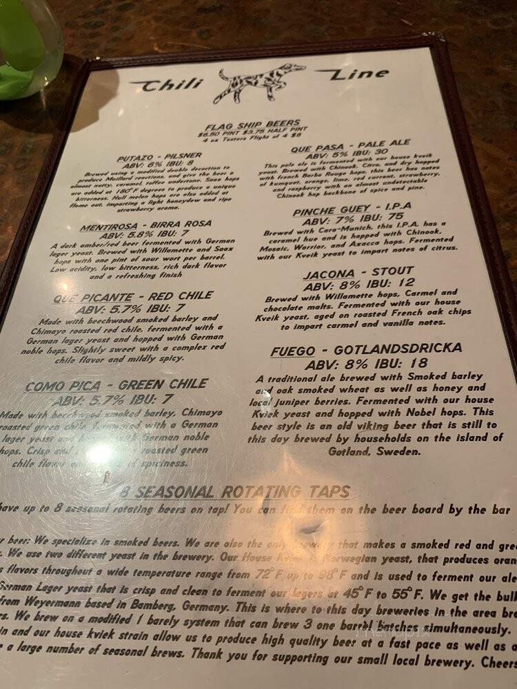 Chili Line Brewing - Santa Fe, NM menu_pic