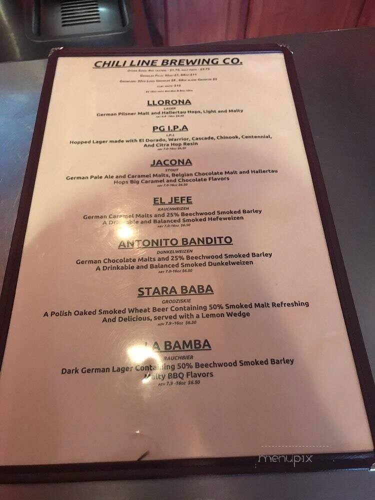 Chili Line Brewing - Santa Fe, NM menu_pic