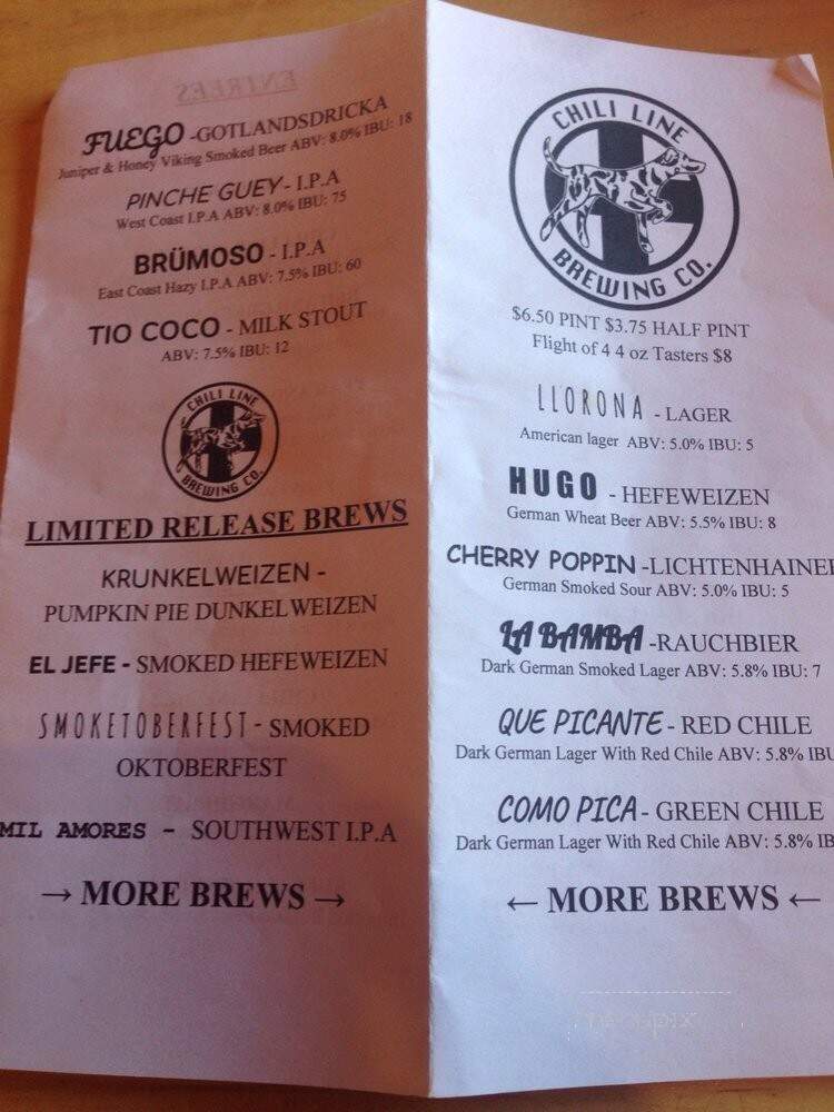 Chili Line Brewing - Santa Fe, NM menu_pic