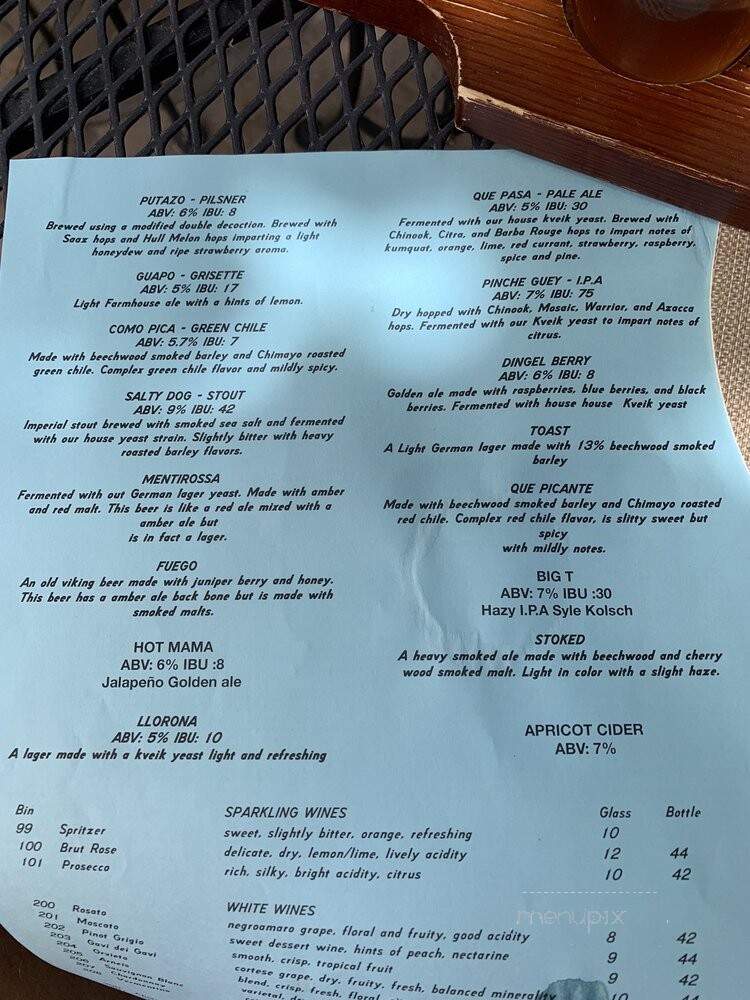 Chili Line Brewing - Santa Fe, NM menu_pic