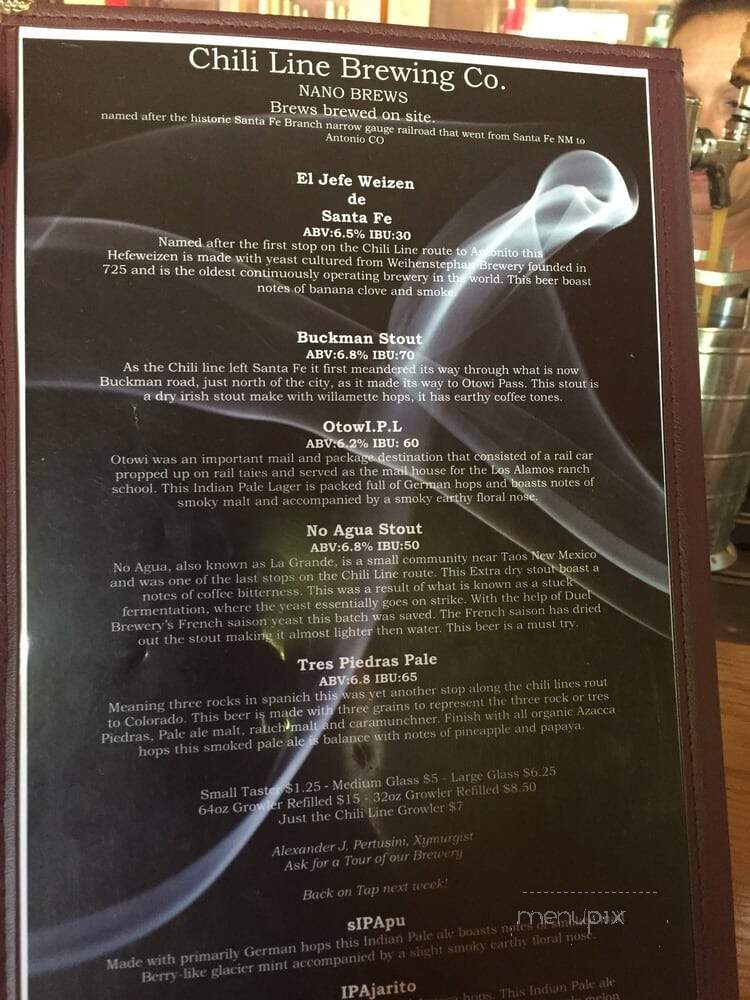 Chili Line Brewing - Santa Fe, NM menu_pic