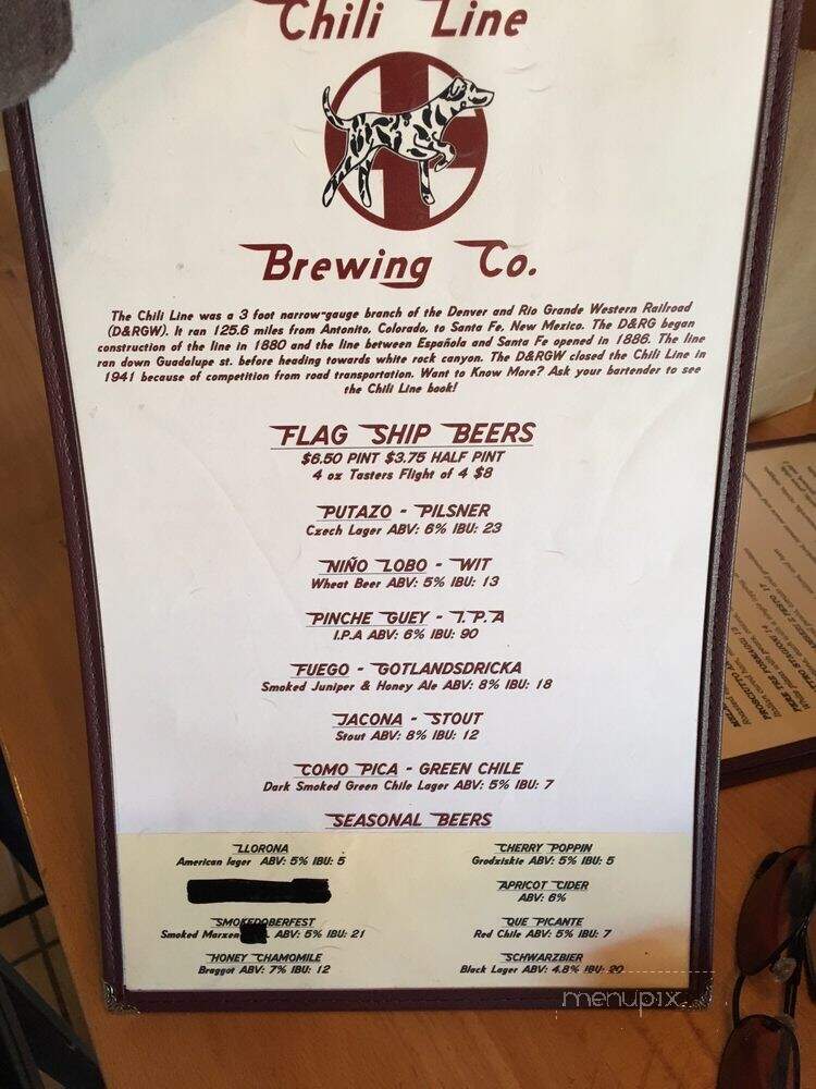 Chili Line Brewing - Santa Fe, NM menu_pic