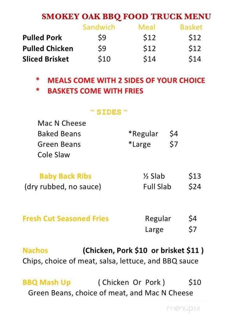Smokey Oak BBQ - Charlotte Hall, MD menu_pic