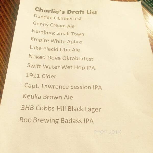 Charlie's - Rochester, NY menu_pic