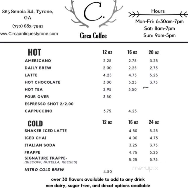 Circa's Coffee House - Tyrone, GA menu_pic