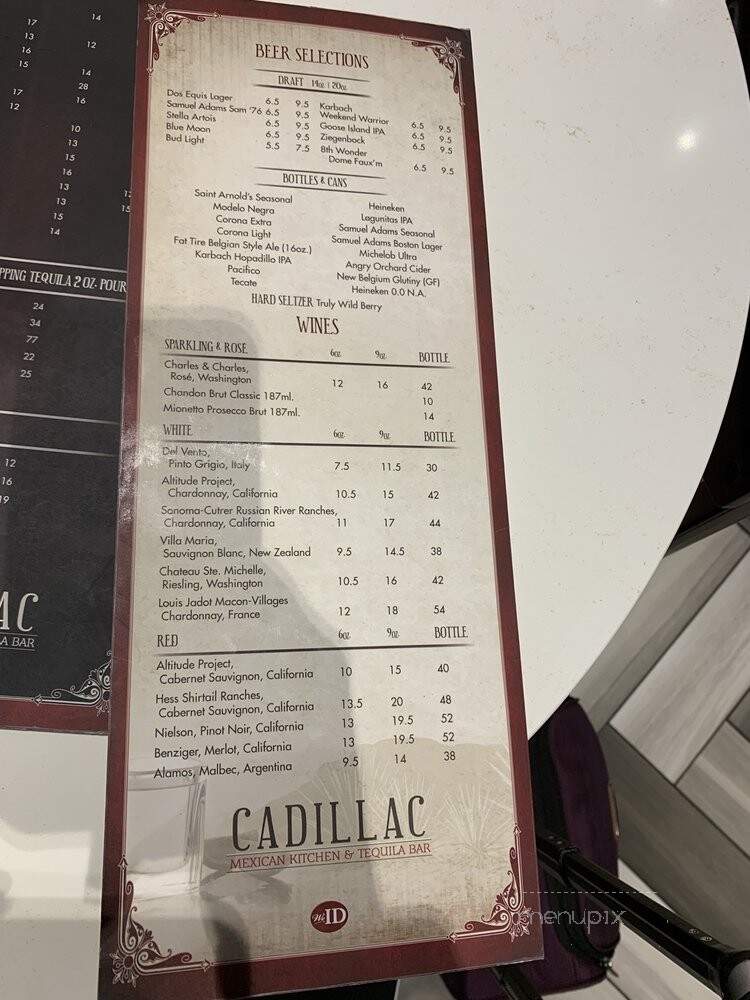 Cadillac Mexican Kitchen & Tequila Bar - Houston, TX menu_pic