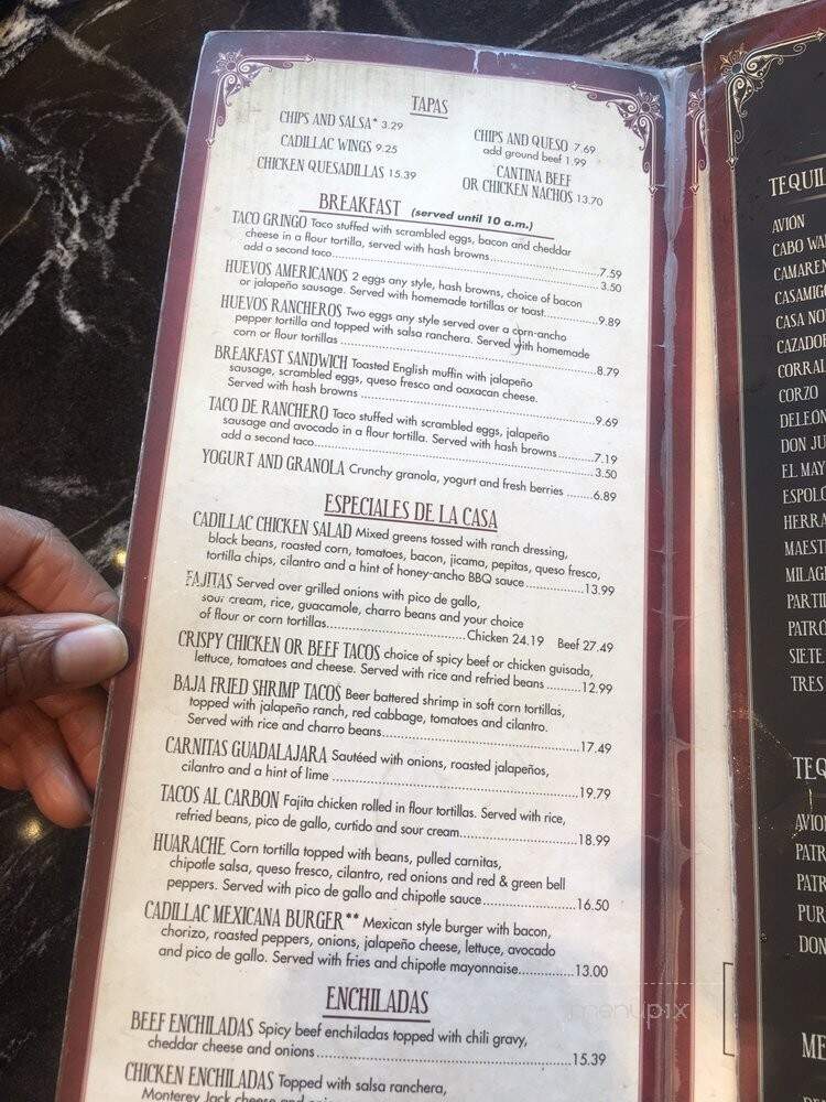 Cadillac Mexican Kitchen & Tequila Bar - Houston, TX menu_pic