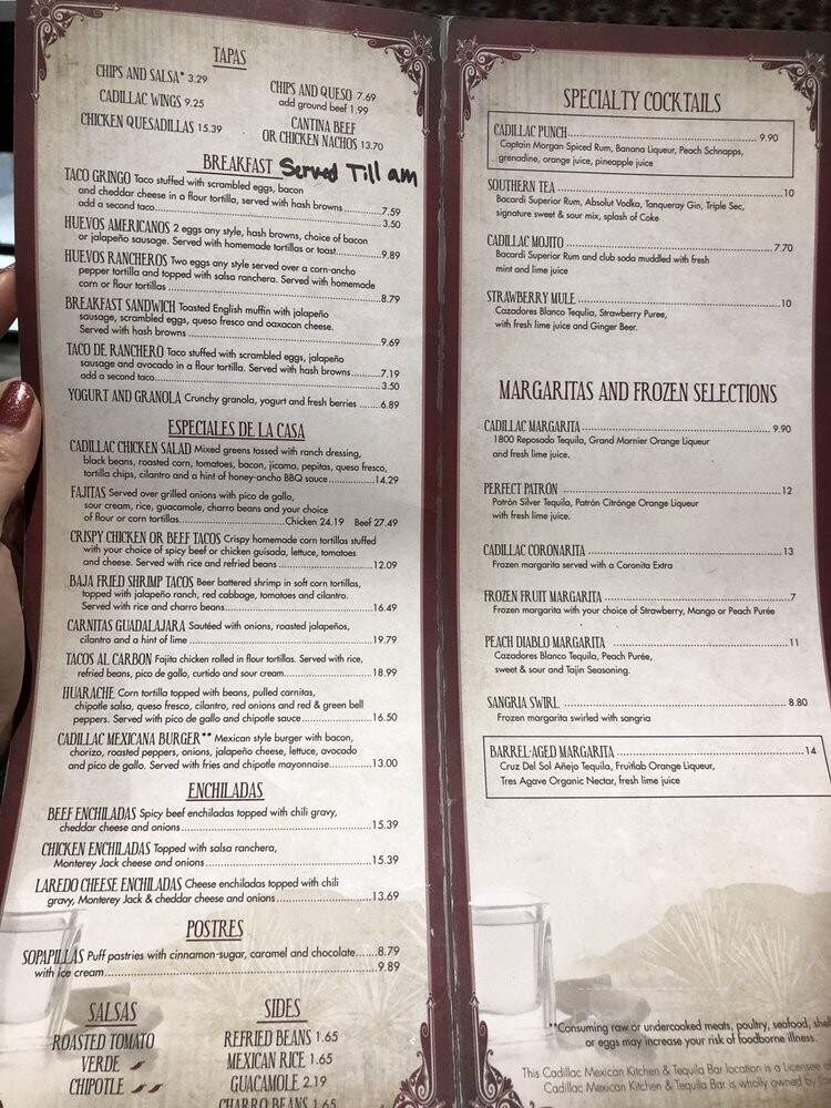 Cadillac Mexican Kitchen & Tequila Bar - Houston, TX menu_pic